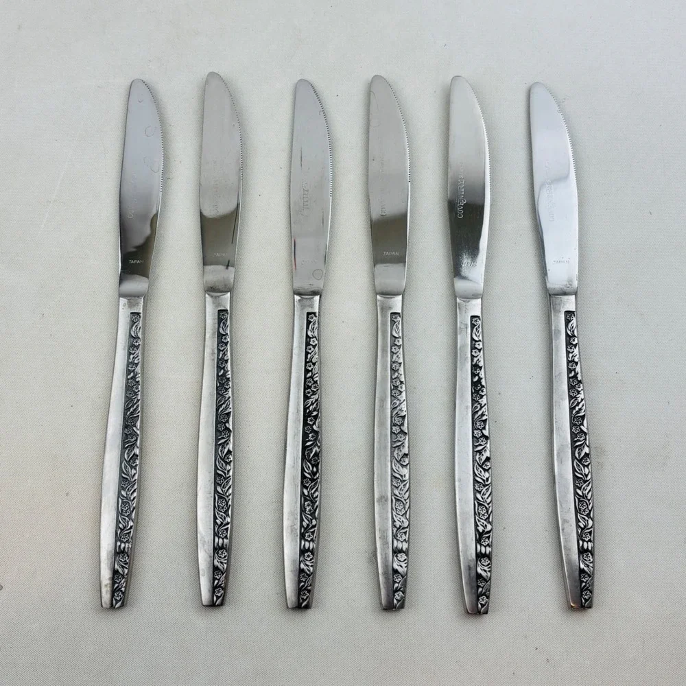 Bouquet by Coventry Dinner Knife Set of 6 JH Stainless Japan Floral Flatware